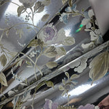 CB54404 Silver foil metallic purple blossom branches flowers blooming peonies wallpaper
