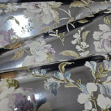 CB54404 Silver foil metallic purple blossom branches flowers blooming peonies wallpaper
