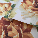 CB90003 Floral orange green off white large peony flowers botanical blooms Wallpaper 3D
