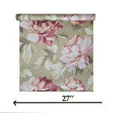 CB90005 Floral brass gold metallic pink large peony flowers botanical blooms Wallpaper
