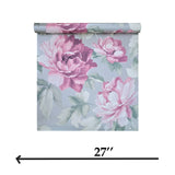 CB90009 Floral silver metallic pink large peony flowers focal botanical blooms Wallpaper
