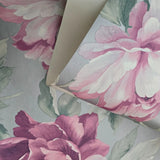 CB90009 Floral silver metallic pink large peony flowers focal botanical blooms Wallpaper
