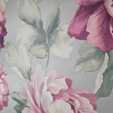 CB90009 Floral silver metallic pink large peony flowers focal botanical blooms Wallpaper
