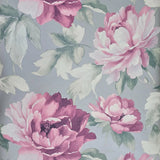 CB90009 Floral silver metallic pink large peony flowers focal botanical blooms Wallpaper
