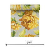 CB90013 Floral yellow green brown silver large peony flowers botanical blooms Wallpaper
