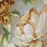 CB90013 Floral yellow green brown silver large peony flowers botanical blooms Wallpaper
