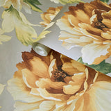 CB90013 Floral yellow green brown silver large peony flowers botanical blooms Wallpaper
