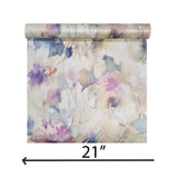 CB90109 Pastel Beige blue pink purple floral Impressionist Watercolor flowers wallpaper
