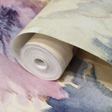 CB90109 Pastel Beige blue pink purple floral Impressionist Watercolor flowers wallpaper
