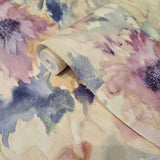 CB90109 Pastel Beige blue pink purple floral Impressionist Watercolor flowers wallpaper
