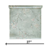 CB90208 Gray silver watercolor white pink cherry blossom branches Chinoiserie wallpaper
