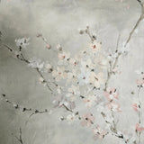 CB90208 Gray silver watercolor white pink cherry blossom branches Chinoiserie wallpaper
