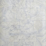 CC51802 Beige blue Cream nautical Coastal vintage Marine map collage design wallpaper 3D
