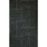 CC51900 Dark gray nautical blueprint sailing boat coastal Marine drawings wallpaper roll

