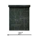 CC51900 Dark gray nautical blueprint sailing boat coastal Marine drawings wallpaper roll

