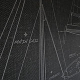 CC51900 Dark gray nautical blueprint sailing boat coastal Marine drawings wallpaper roll

