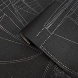 CC51900 Dark gray nautical blueprint sailing boat coastal Marine drawings wallpaper roll

