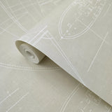 CC51902 Beige Cream nautical blueprint sailing boat coastal Marine drawings wallpaper 3D
