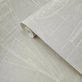 CC51902 Beige Cream nautical blueprint sailing boat coastal Marine drawings wallpaper 3D

