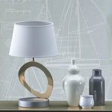 CC51912 Baby blue nautical blueprint sailing boat coastal Marine drawings wallpaper roll
