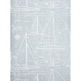 CC51912 Baby blue nautical blueprint sailing boat coastal Marine drawings wallpaper roll
