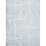 CC51912 Baby blue nautical blueprint sailing boat coastal Marine drawings wallpaper roll
