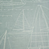 CC51912 Baby blue nautical blueprint sailing boat coastal Marine drawings wallpaper roll

