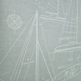 CC51912 Baby blue nautical blueprint sailing boat coastal Marine drawings wallpaper roll
