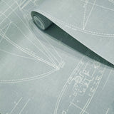 CC51912 Baby blue nautical blueprint sailing boat coastal Marine drawings wallpaper roll
