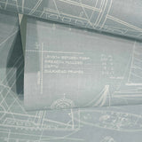 CC51912 Baby blue nautical blueprint sailing boat coastal Marine drawings wallpaper roll

