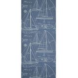 CC51922 Dark navy blue nautical blueprint sailing boat coastal Marine drawings wallpaper