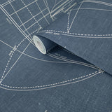 CC51922 Dark navy blue nautical blueprint sailing boat coastal Marine drawings wallpaper