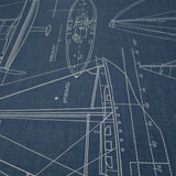 CC51922 Dark navy blue nautical blueprint sailing boat coastal Marine drawings wallpaper