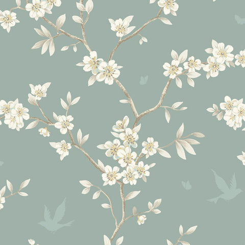 CH30204 Hanami Trail Marine Green Wallpaper 