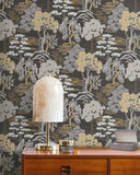 CH31006 Mori Trees Charcoal Wallpaper 