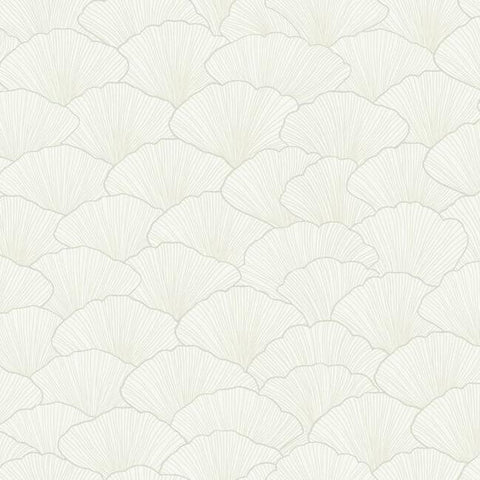 CI2335 Luminous Ginkgo White Cream Wallpaper