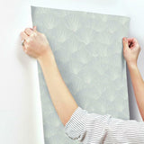 CI2338 Luminous Ginkgo Mist Blue Wallpaper