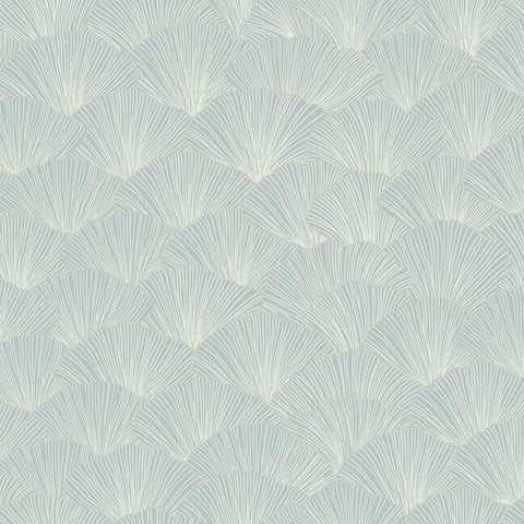 CI2338 Luminous Ginkgo Mist Blue Wallpaper