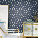 CI2393 Double Damask Black Ice Brass Wallpaper