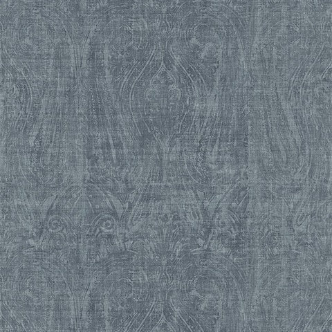 CL20402 Denim Russel Distressed Damask Wallaper