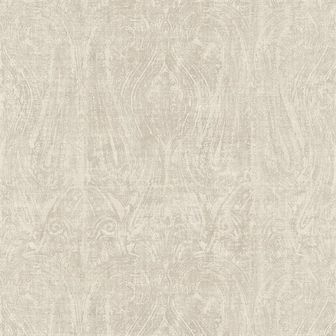 CL20423 Cream Russel Distressed Damask Wallaper