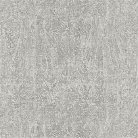 CL20428 Silver Russel Distressed Damask Wallaper