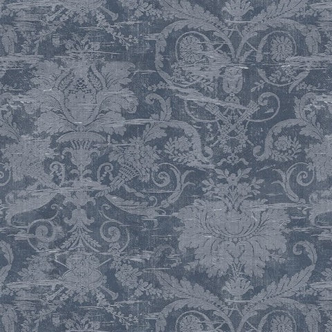 CL20602 Navy Rochester Large Damask Wallpaper