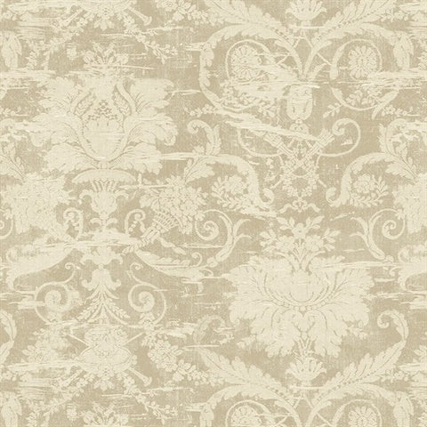 CL20605 Beige Rochester Large Damask Wallpaper