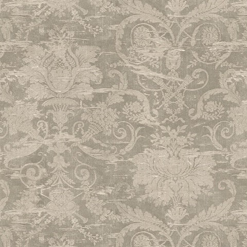 CL20606 Grey Rochester Large Damask Wallpaper