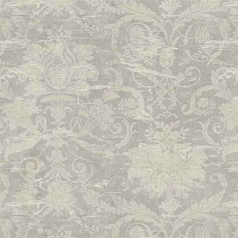 CL20608 Light Grey Rochester Large Damask Wallpaper