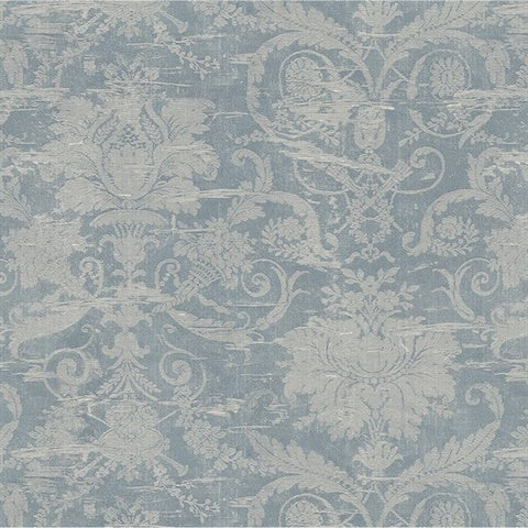 CL20612 Dusty Blue Rochester Large Damask Wallpaper