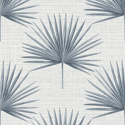 CL20902 Blue Richmond Palm Faux Grasscloth Wallpaper