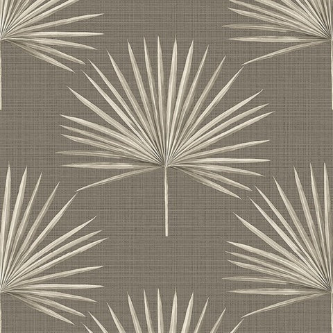 CL20905 Taupe Richmond Palm Faux Grasscloth Wallpaper