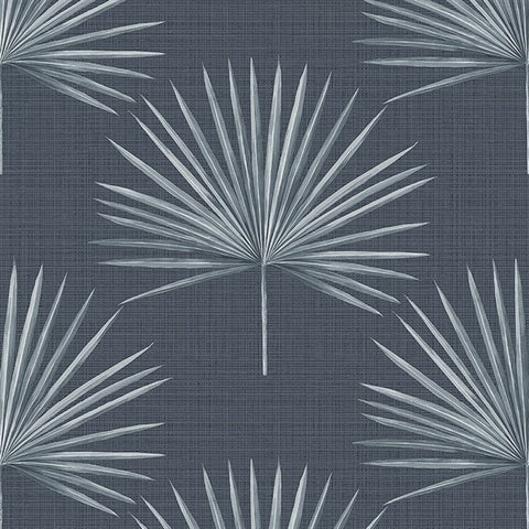 CL20912 Denim Richmond Palm Faux Grasscloth Wallpaper